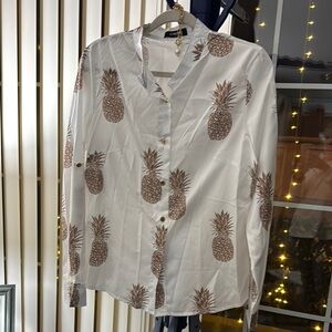 Pineapple Print Button-Up Shirt